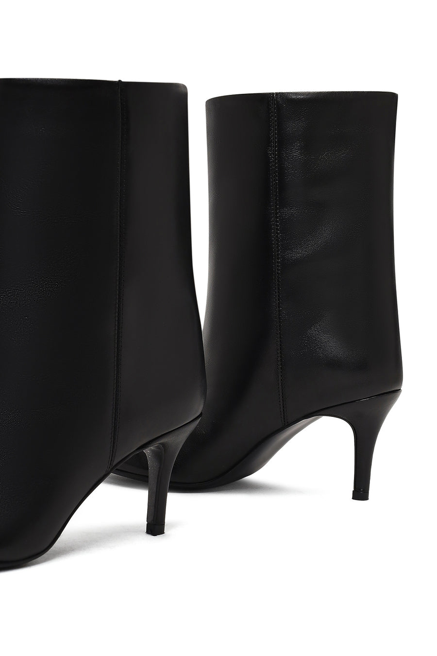 Women's Black Thin Heeled Leather Boot