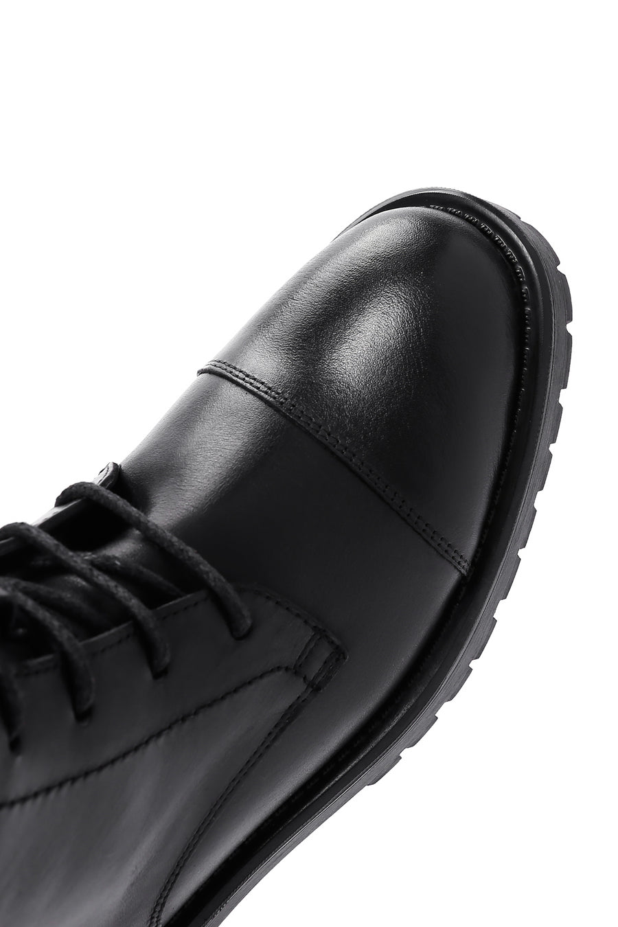 Kadın Siyah Bağcıklı Fermuar Detaylı Deri Postal Bot