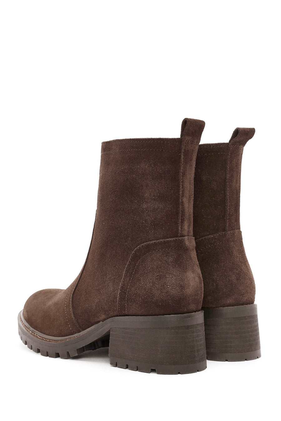 Woman Brown Zippered Suede Leather Boat