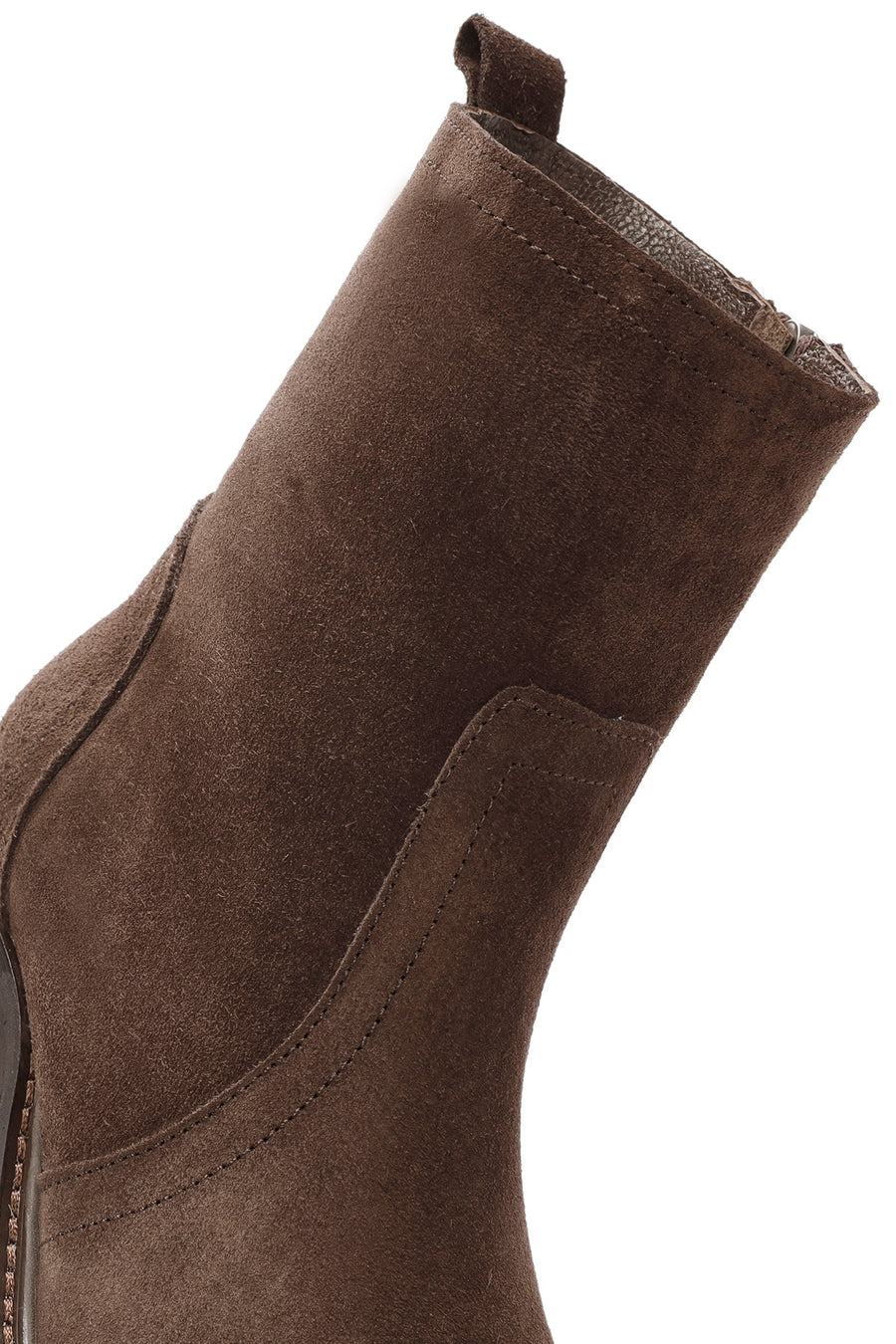 Woman Brown Zippered Suede Leather Boat