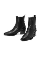 Woman Black Chunky Heels Leather Cowboy Boots | Derimod