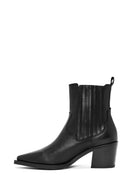 Woman Black Chunky Heels Leather Cowboy Boots | Derimod