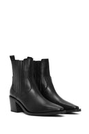 Woman Black Chunky Heels Leather Cowboy Boots | Derimod