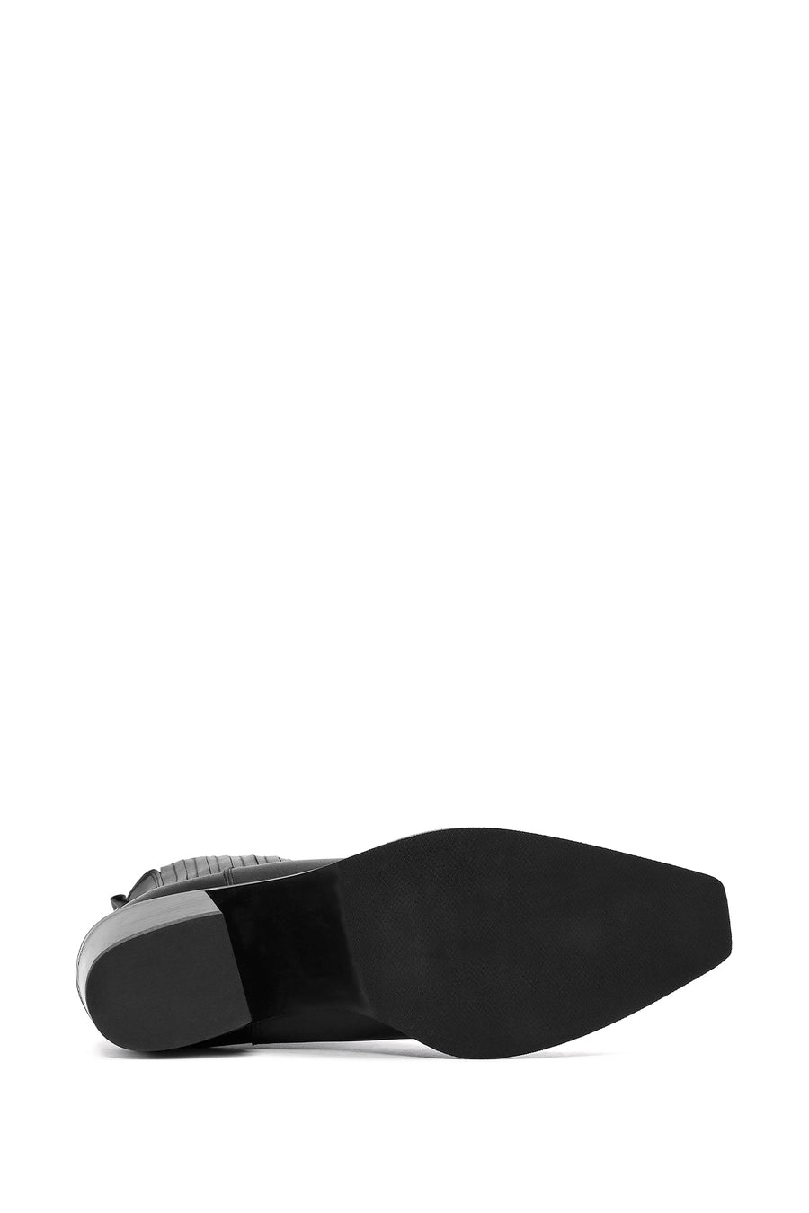 Woman Black Chunky Heels Leather Cowboy Boots