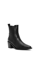 Woman Black Chunky Heels Leather Cowboy Boots | Derimod