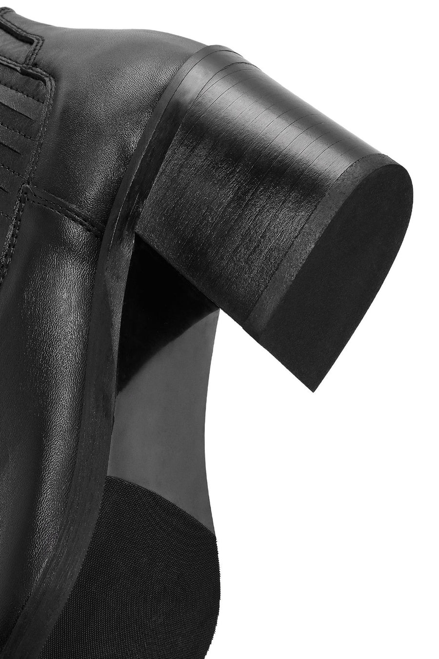 Woman Black Chunky Heels Leather Cowboy Boots