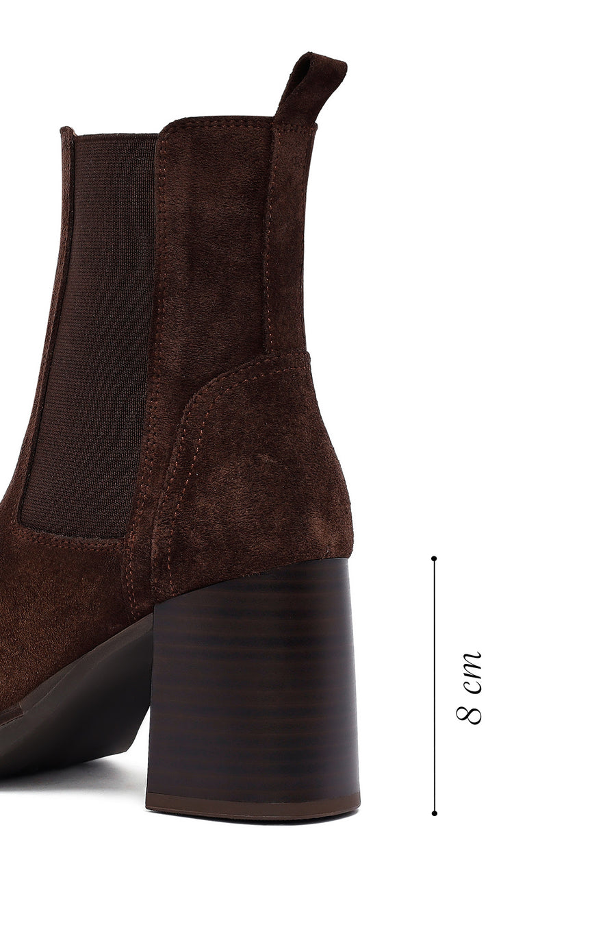 Woman Brown Chunky Heel Suede Leather Boat