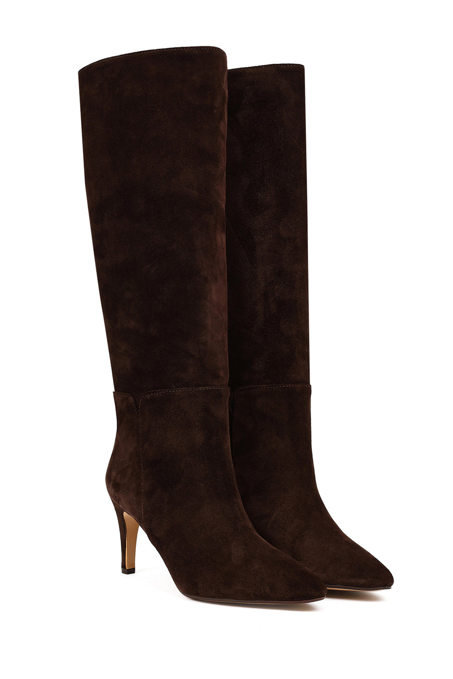 Women's Brown Thin Heeled Suede Leather Boot