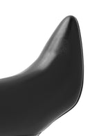 Woman Black Thin High Heels Leather Boot | Derimod