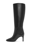 Woman Black Thin High Heels Leather Boot | Derimod