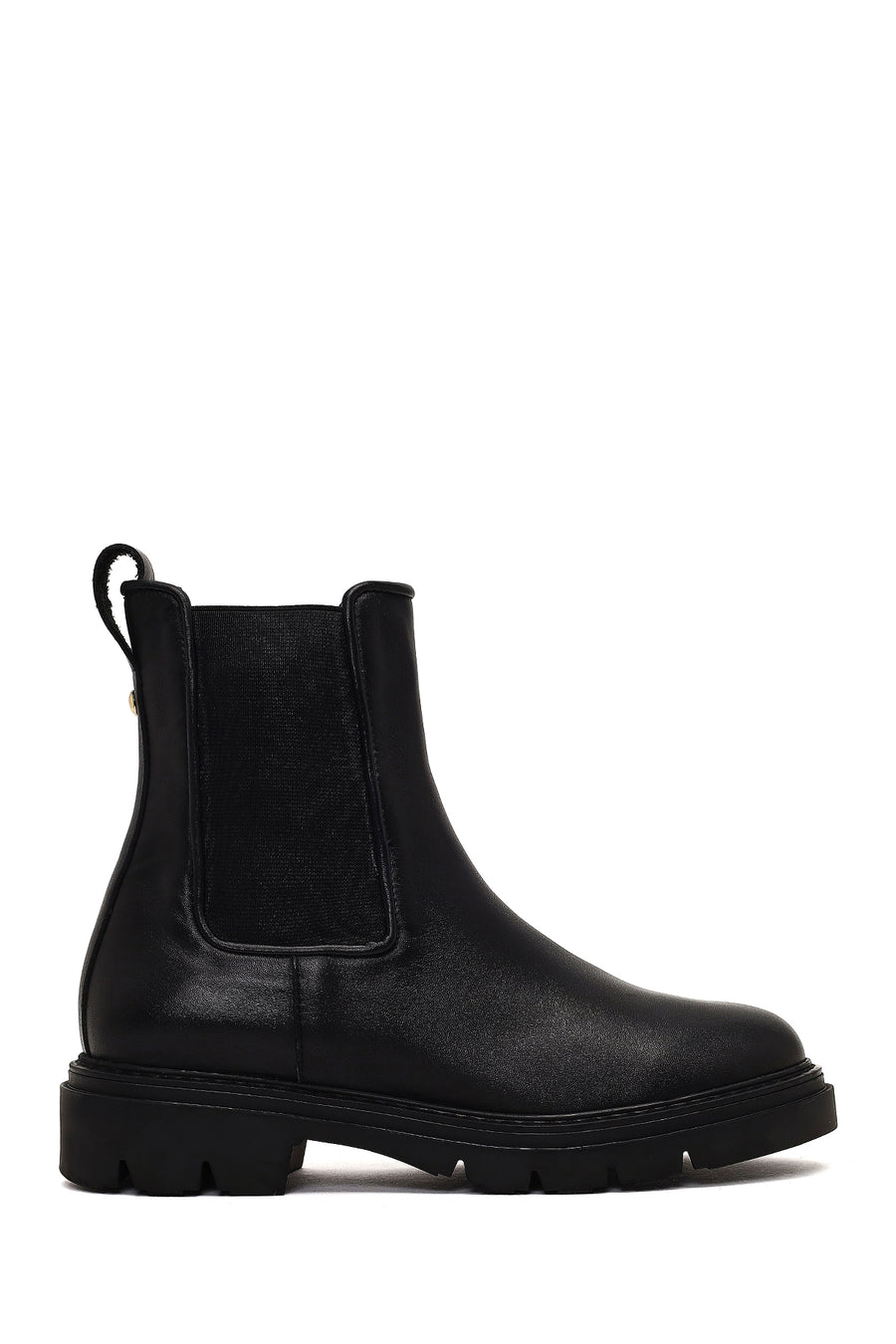 Women's Black Leather Chelsea Boot 25WFD162818 | Derimod