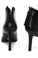 Women's Black Back Zipper High Thin Heel Leather Boot | Derimod