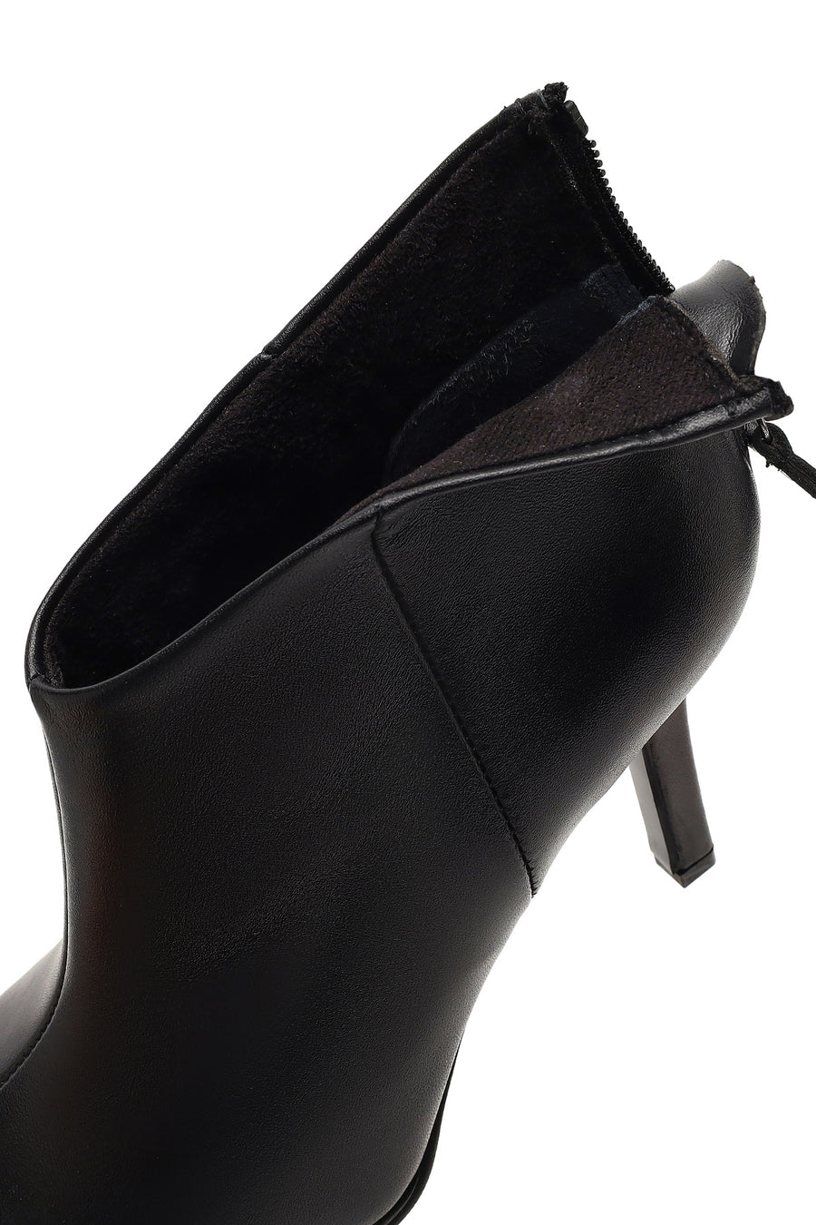 Women's Black Back Zipper High Thin Heel Leather Boot