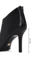 Women's Black Back Zipper High Thin Heel Leather Boot | Derimod