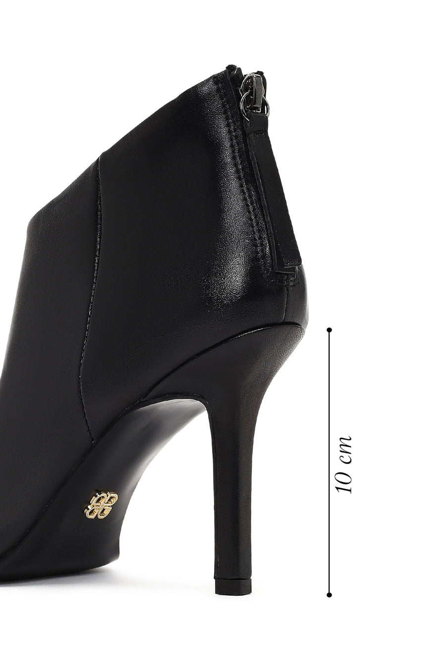 Women's Black Back Zipper High Thin Heel Leather Boot