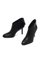 Women's Black Back Zipper High Thin Heel Leather Boot | Derimod