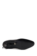 Women's Black Back Zipper High Thin Heel Leather Boot | Derimod