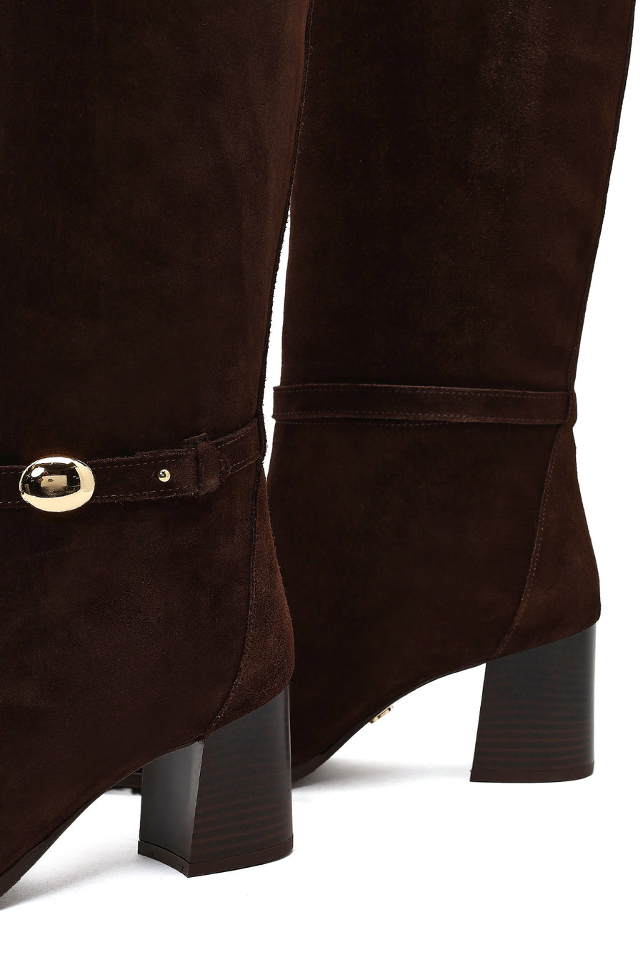 Women's Brown Buckled Suede Leather Boot