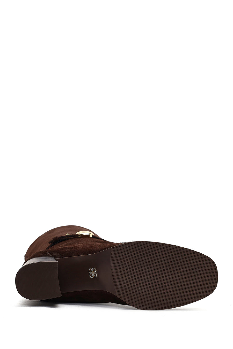 Women's Brown Buckled Suede Leather Boot