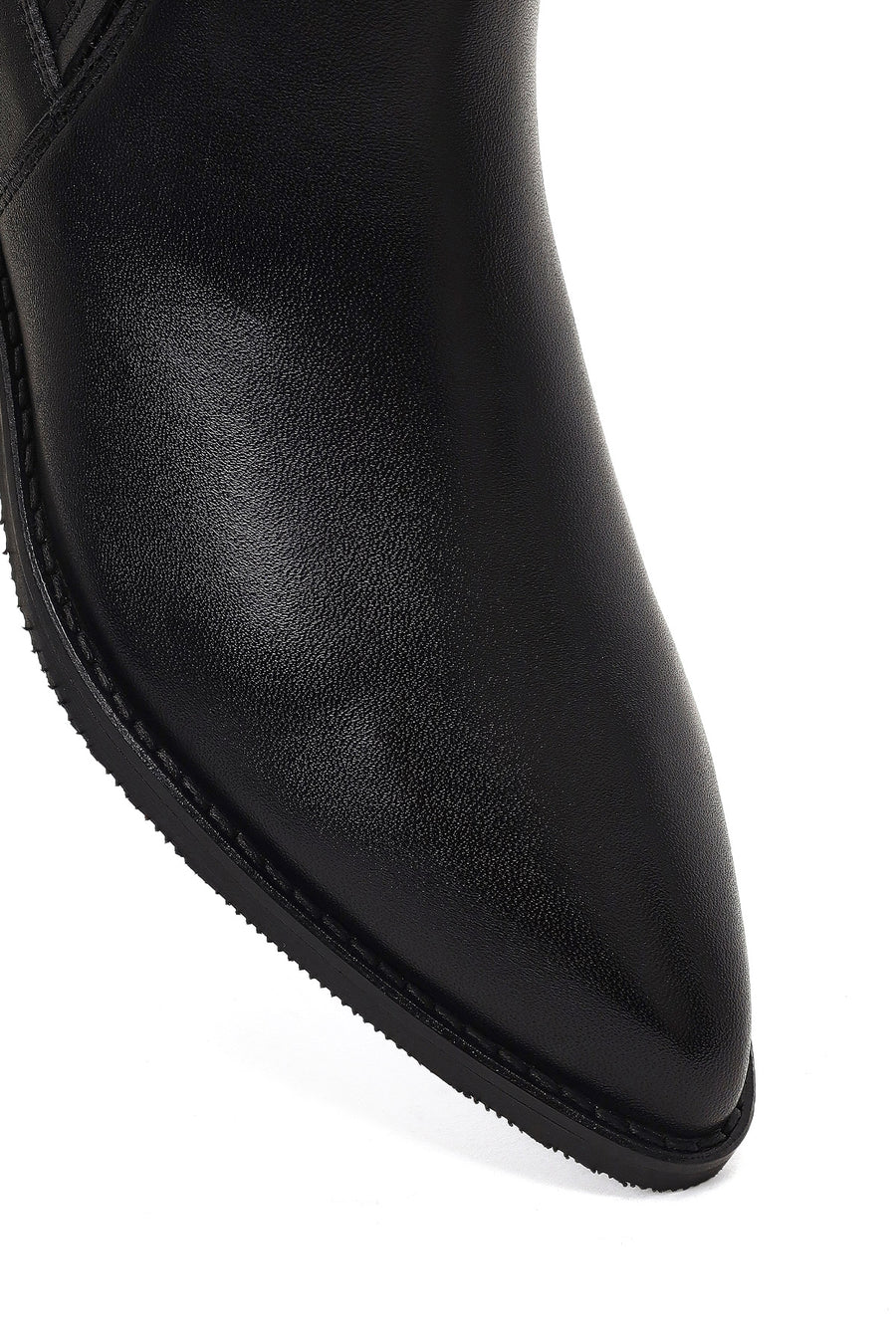 Women's Black Leather Chelsea Boot