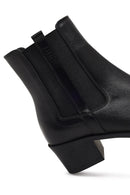 Women's Black Zippered Thick Heeled Leather Boot | Derimod