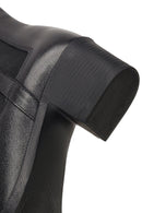 Women's Black Zippered Thick Heeled Leather Boot | Derimod