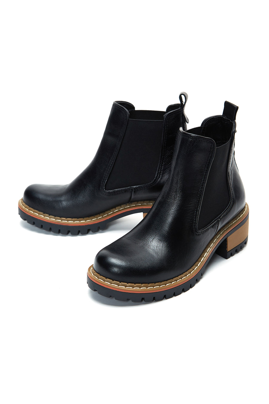 Woman Siyah Leather Chelsea Bot