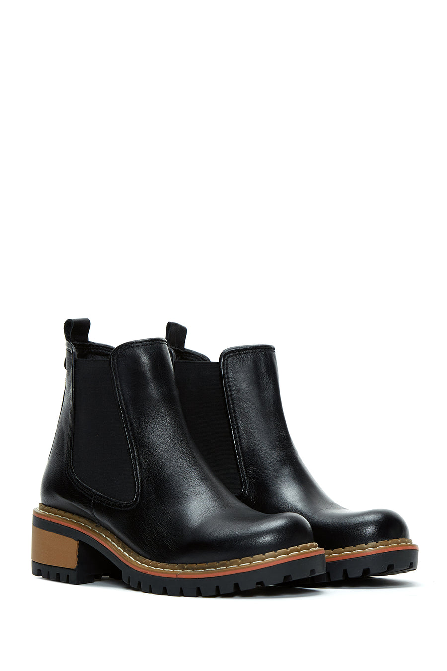 Woman Siyah Leather Chelsea Bot
