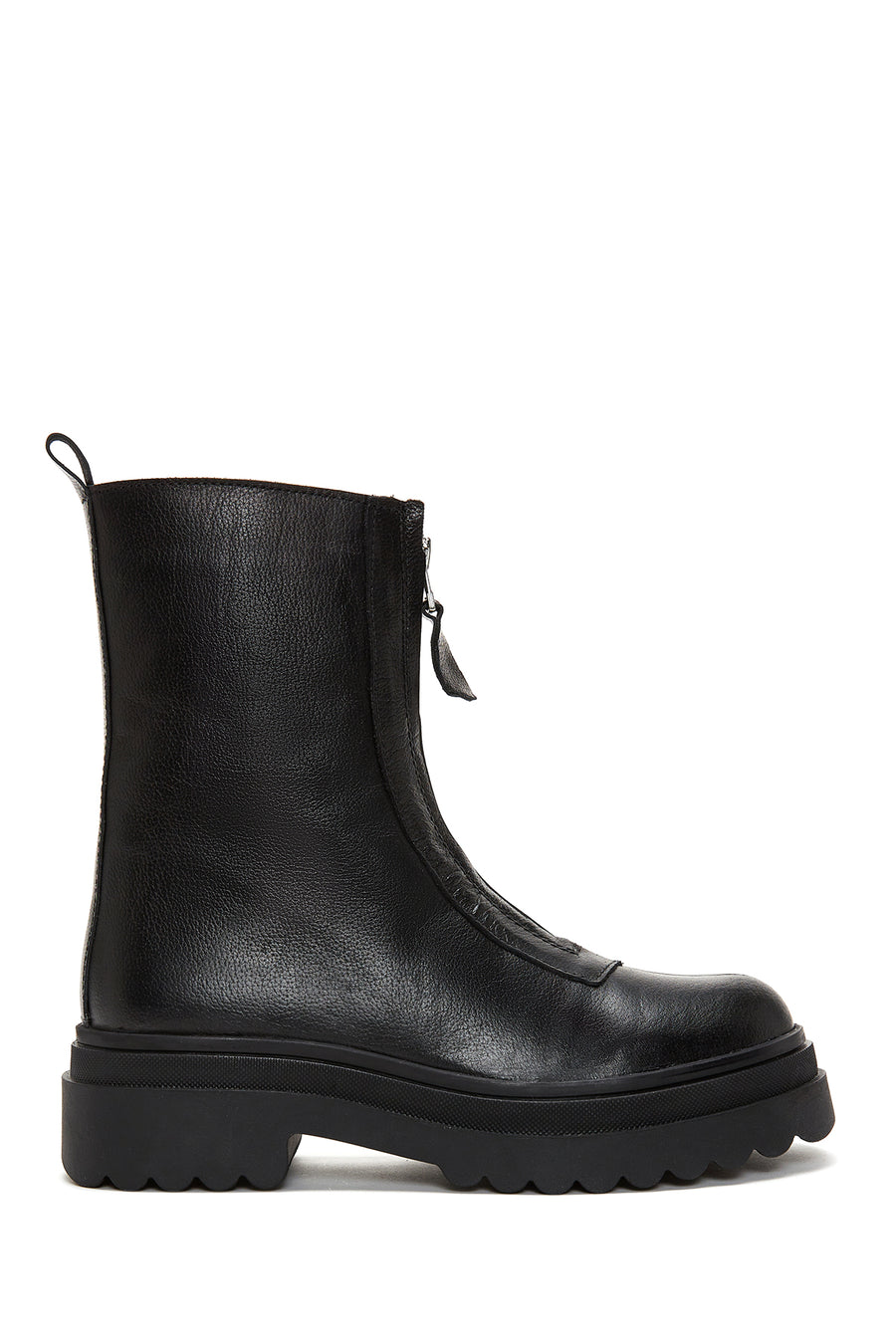 Woman Black Zippered Thick Sole Leather Boat 25WFD182218 | Derimod
