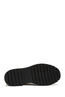 Woman Black Zippered Thick Sole Leather Boat | Derimod