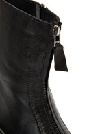 Woman Black Zippered Thick Sole Leather Boat | Derimod