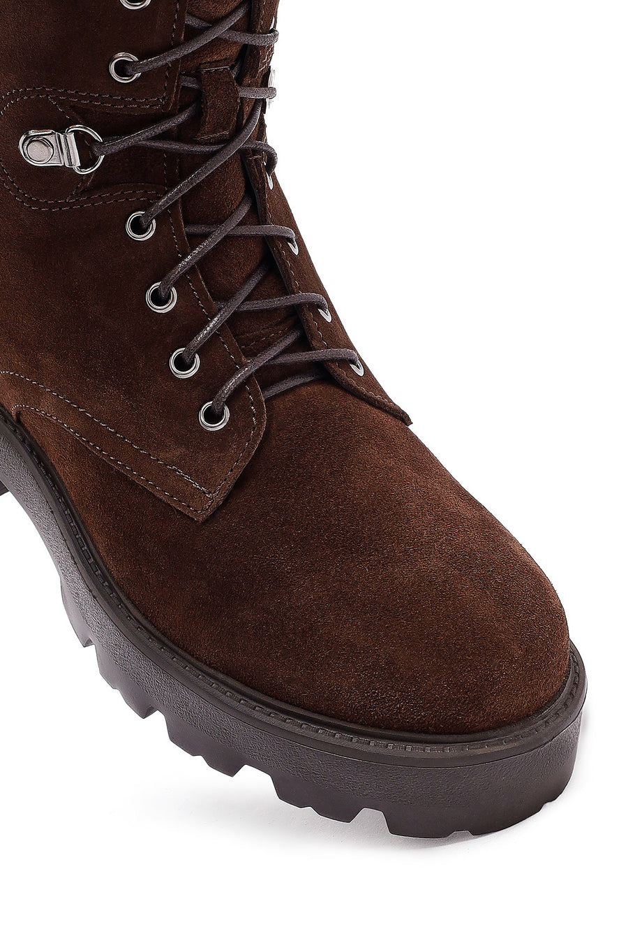 Woman Brown Zippered Suede Leather Postal Boots
