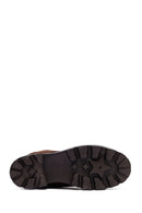 Woman Brown Zippered Suede Leather Postal Boots | Derimod