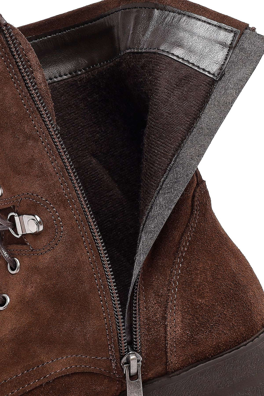 Woman Brown Zippered Suede Leather Postal Boots