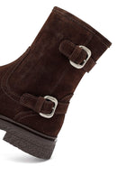 Woman Brown Zippered Suede Leather Boat | Derimod