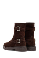 Woman Brown Zippered Suede Leather Boat | Derimod