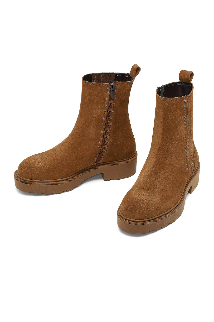 Kadın Vizon Fermuarlı Kalın Tabanlı Süet Deri Bot