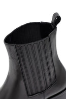 Women's Black Thick Heeled Leather Chelsea Boot | Derimod