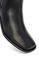 Women's Black Thick Heeled Leather Chelsea Boot | Derimod