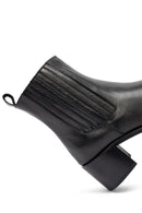 Women's Black Thick Heeled Leather Chelsea Boot | Derimod