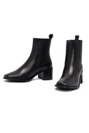 Women's Black Thick Heeled Leather Chelsea Boot | Derimod