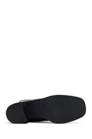 Women's Black Thick Heeled Leather Chelsea Boot | Derimod