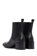 Women's Black Thick Heeled Leather Chelsea Boot | Derimod