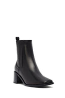 Women's Black Thick Heeled Leather Chelsea Boot | Derimod