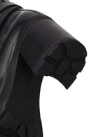 Women's Black Zippered Thick Heeled Leather Boot | Derimod