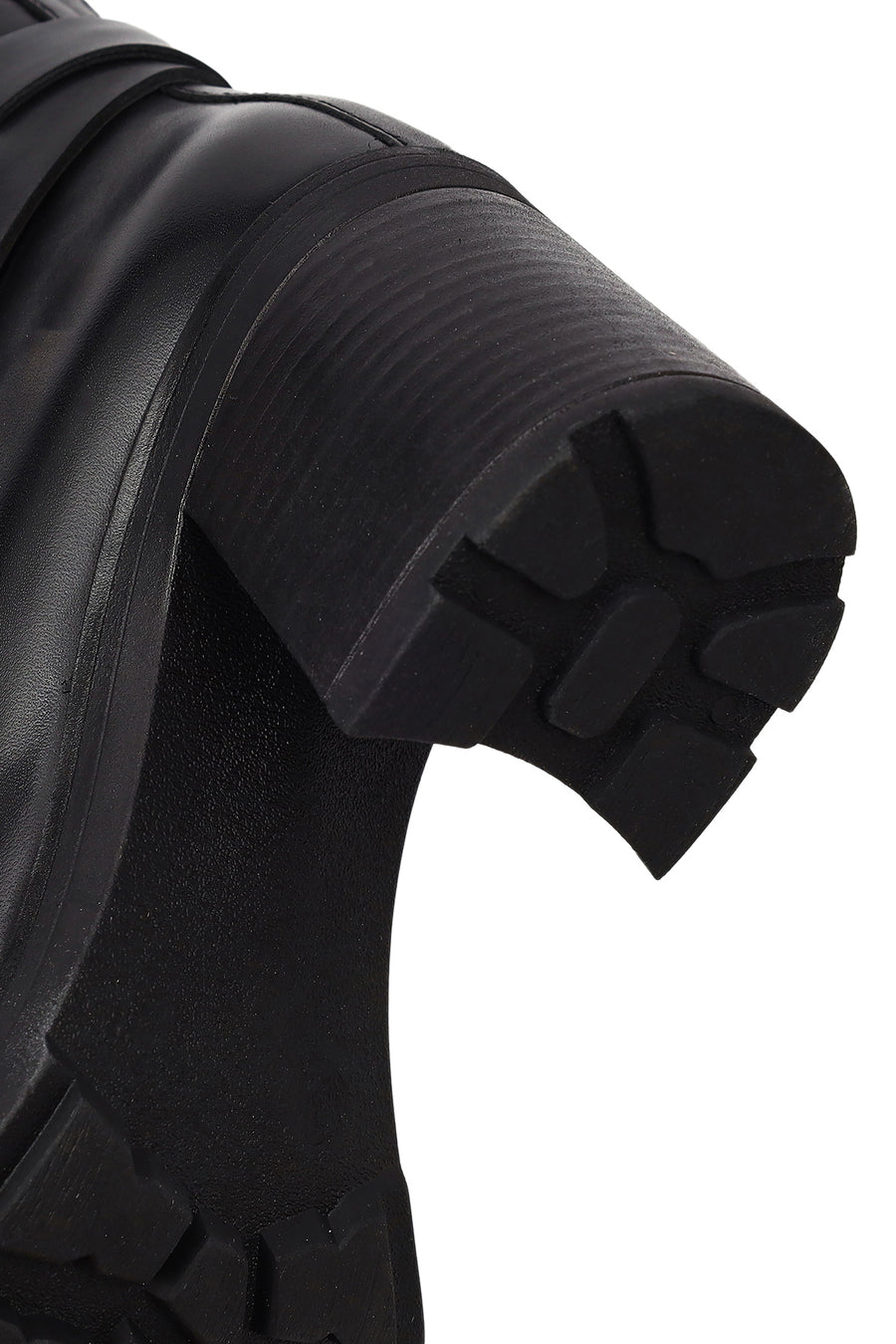 Women's Black Zippered Thick Heeled Leather Boot