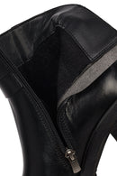 Women's Black Zippered Thick Heeled Leather Boot | Derimod