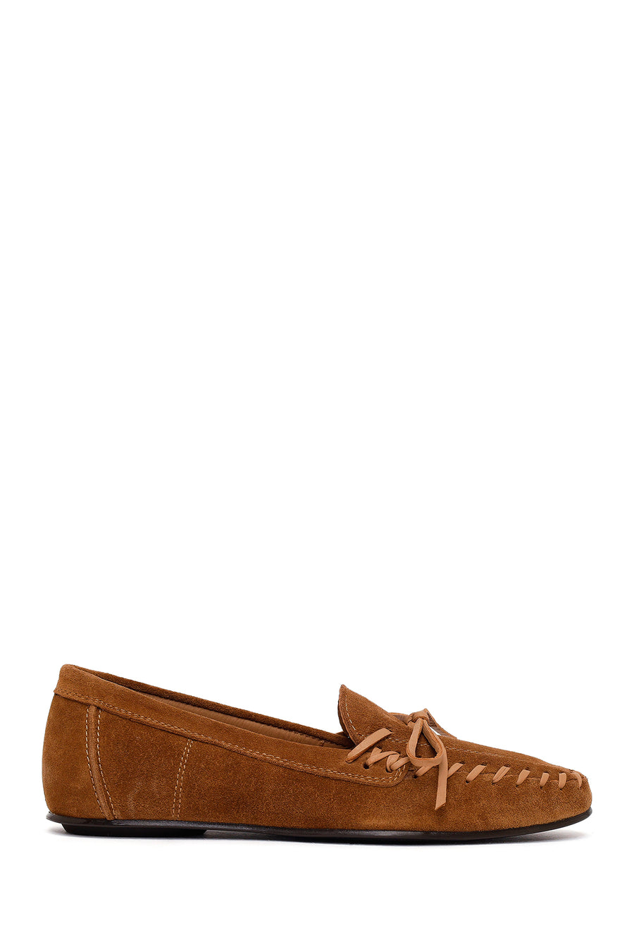 Women's Tan Suede Leather Loafer 25WFD189710 | Derimod