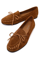 Women's Tan Suede Leather Loafer | Derimod