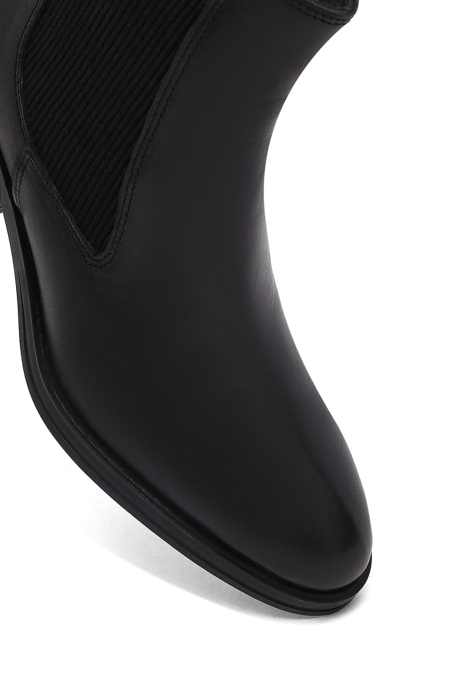 Woman Black Chunky Heels Leather Cowboy Boots